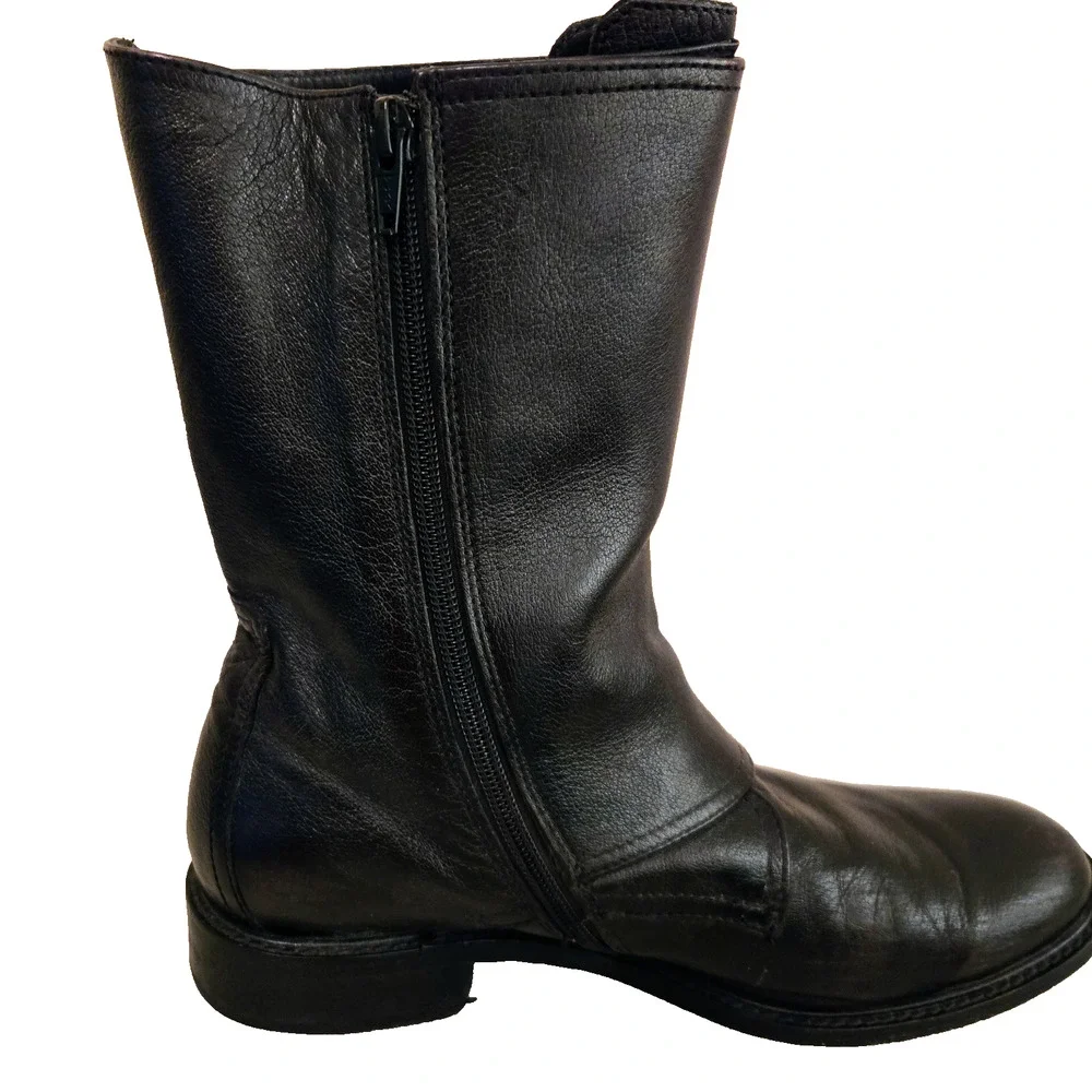 Vintage Johnston & Murphy black leather moto boots Model #78-51101 size 9